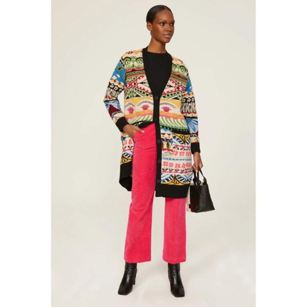 NWT Aldo Martins Nashira Longline Jacquard Knit Cardigan Sweater Size S